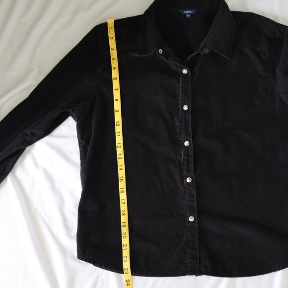 Black Corduroy Ladies Shirt - Size L - Snaps - Picture 7 of 12